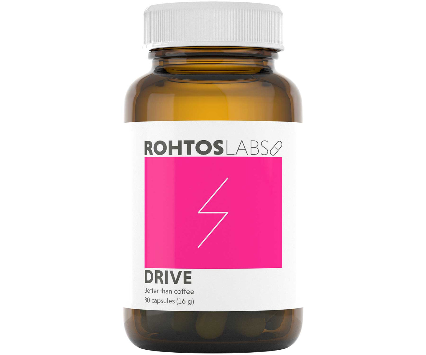 Supplement bottle on white background label front